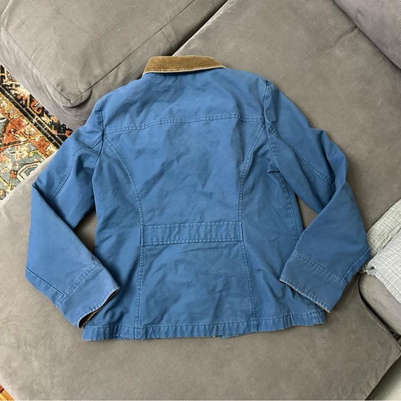 LL Bean Jacket Barn Chore Field Coat Corduroy Tipped Flannel Lined Blue Women M - Picture 5 of 9